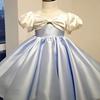 Vestido Simples de Cetim de Aniversário de Princesa para Menina Novo Vestido Rosa de Daminha de Casamento para Menina de Um Ano