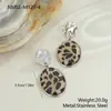 Joyería Transfronteriza Retro Europea y Americana Creativa Colgante de Disco con Estampado de Leopardo Collar Pendientes Joyería Retro Hip-Hop con Borla Larga