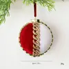 Bestseller de Amazon 8cm Adorno de Bola de Navidad Decoración de Árbol de Navidad Tela Cuadros Festivos Espuma Navideña Adorno Colgante