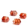 Hongchu Cristal Ágata Roja Natural Cubo de Flores Cuentas Doble Punta Accesorios para Joyería DIY Ágata Roja Facetada Cuentas Sueltas Venta al por Mayor