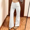 Jeans blancos acampanados no ajustados para mujer, nuevo estilo de otoño, corte holgado para cuerpo tipo pera, talla grande, pantalones de campana adelgazantes