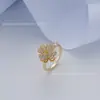 Anillo Giratorio Abierto para Alivio del Estrés con Diamantes, Versátil y de Alta Gama, Anillo Giratorio Color-Conservante Chapado en Cobre, Unisex, Mayoreo