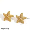 Pendientes de acero inoxidable con forma de estrella de mar, estilo popular de internet, para mujer, temperamentales, versátiles, con circonita de punto y titanio, elementos marinos