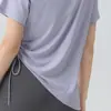 Roupa de Yoga de Seda Gelada Manga Curta Tops Esportivos Femininos Blusa Solta Respirável Treinamento Fitness Roupa Camiseta Esportiva Manga Curta Verão
