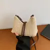 Bolsa de Paja Tejida Ligera Casual de Verano 2026 para Mujer Elegante Simple Moderna Color Sólido Bolso de Hombro Axila Cruzado