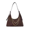 Bolso de Terciopelo Gamuzado de Moda para Mujer Otoño/Invierno 2026 Nuevo Súper Caliente de Nicho con Cadena Bolso de Hombro Único para Debajo del Brazo Bolso de Mano Pequeño para Salir
