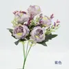 Flores Artificiais de Seda, Buquê de Peônias Exquisito com 5 Cabeças, para Exibição na Sala de Estar e Sala de Jantar, Adereços de Fotografia, Arranjo de Cena, Guirlanda de Flores, Arranjo de Flores
