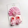Sombrero de Bebé Primavera Verano Set de Calcetines Delgados 0-12 Meses Bebé Recién Nacido Elegante Princesa Flor de Gasa Sombrero Indio