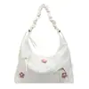 Bolsa Feminina Nova Estilo Fresca e Simples com Laço e Estampa Floral, Adequada para o Trabalho, Estudantes e Aula, Bolsa Tote, Bolsa de Ombro, Bolsa Transversal