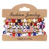 Pulseira de estilo de férias transfronteiriça europeia e americana, contas de arroz, pulseira elástica com contas, joias femininas, bandeira do amor, acessórios Yiwu