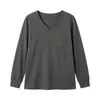 Bestseller Transfronteiriço Europeu e Americano Roupas Femininas Amazon Bolso Patch Cor Sólida Gola V Manga Longa Top Solto Casual Tricô Camiseta