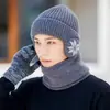 Gorro de Punto Forrado de Polar Transfronterizo con Protección para los Oídos para Ciclismo al Aire Libre, Esquí y Viajes en Ride-Hailing, Gorro de Punto Cálido para Hombre para Clima Frío
