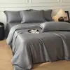 Conjunto de Cama de Luxo Leve de Alta Qualidade 60S Algodão Tencel Cor Sólida Bicolor Conjunto de Quatro Peças Simples Conjunto de Três Peças para Dormitório Estilo Lençol com Elástico