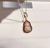 Conjunto de Brincos Estilo Zhao Lusi Novo Estilo Chinês Abóbora Vermelha Pérola de Água Doce Natural com Cravação de Diamante Vermelho Angorá, Clássico