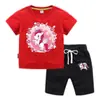 Camiseta infantil 2023 verão nova comércio exterior unicórnio ins estilo coreano algodão infantil calça de manga curta conjunto de duas peças