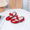 Zapatos de tacón alto rojos brillantes, modernos y versátiles, para niños y niñas, para primavera y verano, Zapatos de princesa para niñas, Zapatos de vestir, Zapatos de cuero negro, Zapatos de pasarela