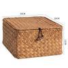 Caja de almacenamiento de escritorio mimbre paja tejida caja de regalo con tapa a prueba de polvo cesta para artículos varios caja de regalo creativa hecha a mano caja de joyería