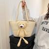 Bolsa Tecida de Algodão Urso Casual Portátil Bolsa Tecida Bolsa da Moda Bolsa de Corda de Algodão Transversal Bolsa Feminina Bolsa Tote Bonita