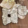 Lazo Estilo Ballet de Cuadros Azules Frescos de Encaje a Doble Cara Anillo para el Cabello de Intestino Grueso Anillo Cuadrado Cuerda para el Cabello Grande Estilo Mori para Mujer