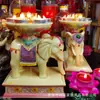 Suporte de Lâmpada de Elefante com Desenhos Pintados e Esculpidos, Suporte para Lâmpada de Manteiga para Oferta a Buda, Ornamento de Decoração para Festivais em Casa, Suporte de Lâmpada de Elefante Auspicioso e de Boa Sorte