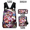 Bolsa Transfronteriza Nueva de Impresión a Color Kabi Kirby Estrella 3D Mochila de Tela Oxford de Tres Piezas para Hombres y Mujeres