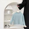 Camiseta Básica de Punto de Primavera para Bebé Estilo Occidental Suéter de Color Sólido de Cuello Semi-alto para Niña Top Versátil para Niños Moderno