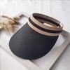 Chapéu de palha feminino, primavera e verão, novo, de alta qualidade, com estampa de rosto pequeno e vazio, chapéu de palha para todos os gostos, à prova de raios UV, para homens