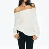 RAREL Blusa de Tricô Elegante "Mist" Sem Ombro Semi-Transparente Preto/Branco Caimento Solto Efeito Emagrecedor