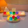 Bola de Cristal de Color Transfronteriza con Grietas de Hielo Bola de Cristal de Cristal Decoración de Escritorio Adornos Artesanías Luminosas de Luz Nocturna Regalos