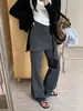 Nuevos estilos de otoño e invierno: Pantalones de estilo coreano para mujer, forrados de polar, de dos piezas simuladas, pierna acampanada, de cintura alta, adelgazantes y deportivos.