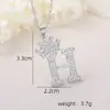 Accesorios de Collar con Letra de Zirconia Incrustada de Cobre Nuevo Transfronterizo Hip-Hop Doble Capa Corona Colgante de 26 Letras Inglesas