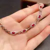 Pulsera de Rubí Natural Transfronteriza para Mujer, Accesorio de Nicho de Alta Gama, Joyería de Plata 925, 3*5, Venta Directa de Fábrica