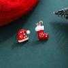 Pendientes Navideños de Lujo con Sentido de Alta Gama Estilo Ins Pendientes Elegantes de Moda para Mujer Árbol de Navidad Campana Gable Asimétricos