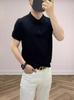 Camisa Polo de Punto Fino de Seda Helada para Hombre con Cuello de Solapa y Estampado de Piña, Color Sólido de Manga Corta, Casual Versátil, Una Pieza, Envío Directo