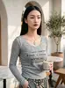 Nuevo Top Versátil Estilo Puro Deseo 2026 que Expone el Hombro y la Clavícula, Ceñido a la Cintura, Diseño Ajustado, Top de Nicho con Cuello en U