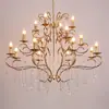 Nuevo Salón de Bodas Estilo Europeo Hierro Electrochapado Cristal Lámpara de Techo Iluminación Accesorios de Boda Cadena de Cuentas Hotel Lobby Candelabro