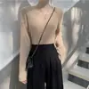 Estilo perezoso suéter corto suave de cuello en V para mujer primavera otoño invierno prenda interior ajuste ceñido imitación visón terciopelo tejido de punto base top