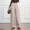Calça casual de cintura alta feita sob medida para mulheres, estilo outono 2026, corte solto, afina a silhueta e valoriza o corpo, calça longa de perna larga