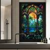 BL143 pegatina estática para vidrio de océano de flores coloridas, película para ventana sin pegamento de PVC, decoración para el hogar, pegatina para vidrio de ventana