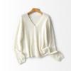 [Filtro de Luz Suave para Otoño e Invierno] Cárdigan de Punto con Cuello en V de Lana y Cachemir Cepillado Nebuloso Chaqueta Superior Pequeña para Mujer