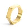 Anillo Hexagonal Brillante Grabado Simple de Acero de Titanio para Hombre Estilo Ins Europeo y Americano Estilo Neutro Joyería de Mano de Acero de Titanio Venta al por Mayor