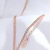 Collar de Encaje de Otoño Oro Rosa 585 Oro Púrpura Ruso Cadena Larga Desnuda Cadena para Clavícula de Lujo Accesible Joyería de Oro Rosa