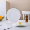 Plato Blanco Puro de Hueso de Porcelana para Filete Comida Occidental Hogar Plato Grande Plato de Frutas Cerámica Vajilla de Hotel Plato Plano