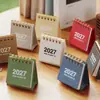 Mini Calendario de Escritorio Completo para 2027, Sencillo y Portátil, Calendario Retro de Check-In, Calendario Lunar, Decoración de Escritorio, Pequeño Adorno