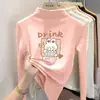 Ropa interior base forrada de polar para niñas, nuevo estilo otoño/invierno, camiseta de manga larga cálida y elegante para niñas pequeñas