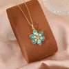 Versão Alta Shijia Idyllia Colar de Flores Coloridas para Mulheres Moda Europeia e Americana Pingente de Flor Multicor Corrente Clavicular Transfronteiriço