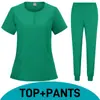 Roupa Cirúrgica de Dentista Conjunto de Roupa com Fenda para Lavar as Mãos Feminino Uniforme de Trabalho para Enfermagem Elástico Secagem Rápida Uniforme de Enfermeira Hospitalar