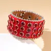 Pulseira de Strass Cruz Subcultura Hip-Hop Personalizada Couro Joias Acessórios Atacado