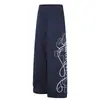 Calça Casual Reta com Bordado Floral Cruzado Lateral para Homens, Design Moderno Europeu e Americano, Calça Esportiva Solta
