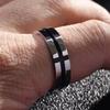 Anillo Sencillo de Acero Inoxidable en Forma de Cruz para Hombre, Anillo de Banda Lisa de Acero de Titanio que no se decolora, Estilo de Negocios, Sensación de Alta Gama, Anillo para Dedo Índice de Hombre